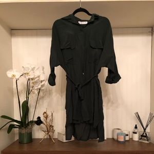 Forest Green Button-Up Dress
